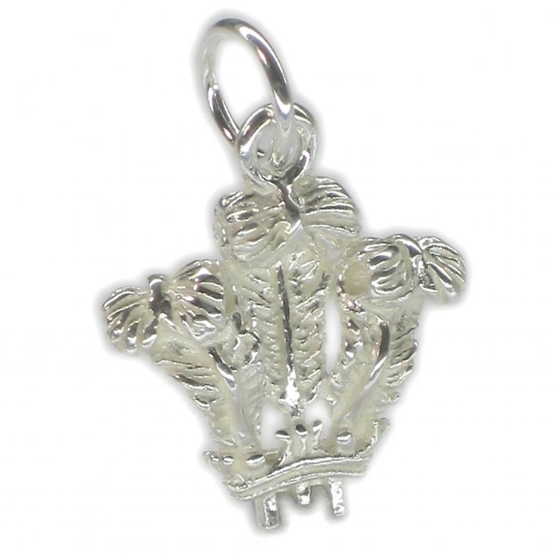 Prince Of Wales Feathers Sterling Silver Charm.