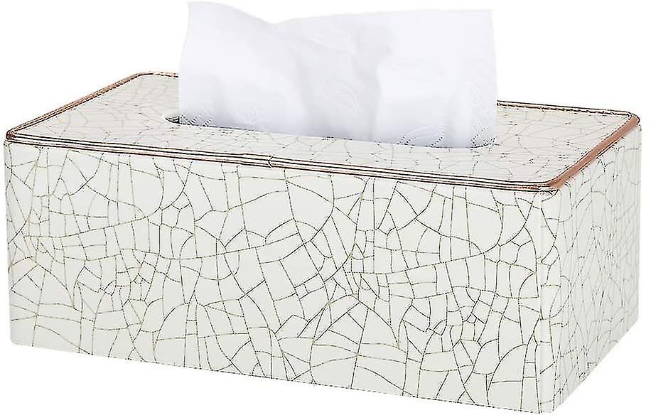Rechteckige Ledertaschentuchbox (beige - Ice Cracks Pattern)