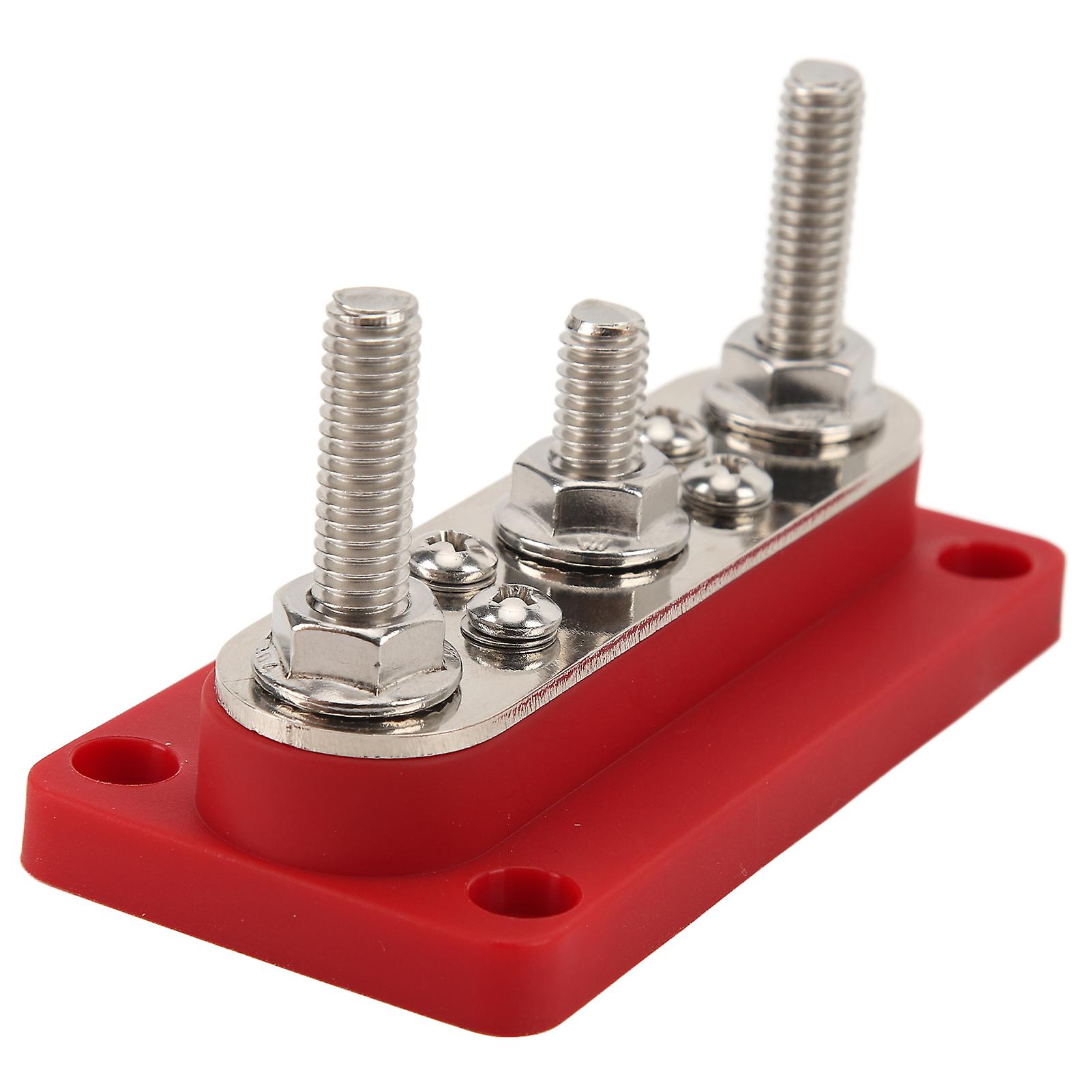 Power Distribution Block with Cover M8 Terminal Stud M4 Terminal Screw 12‑48V 150A for Cars Trucks RVs Boats Red 