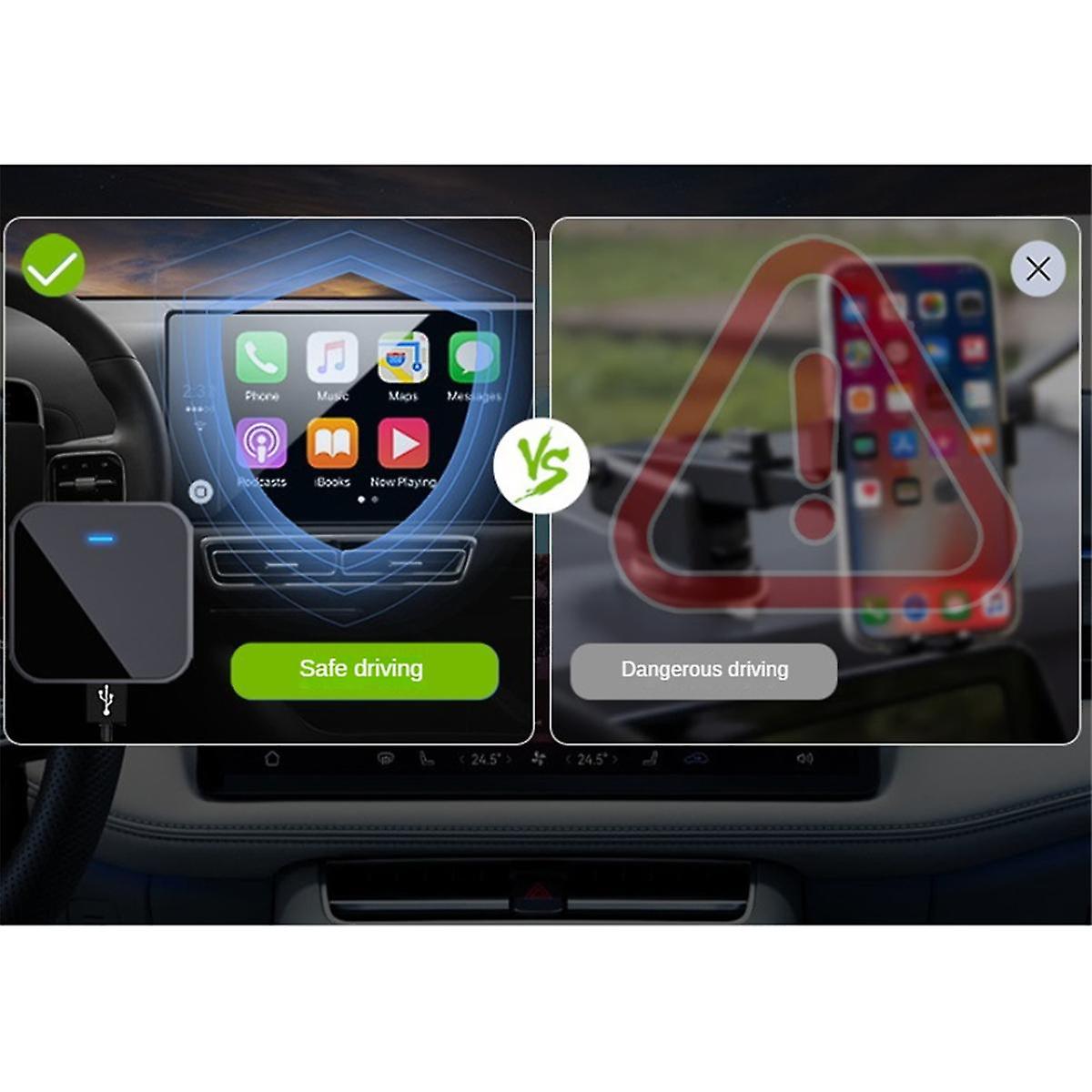 For Carplay Adapter Car Wired to Wireless Smart Box Car Interconnect Multi-Function Adapter,Black,B