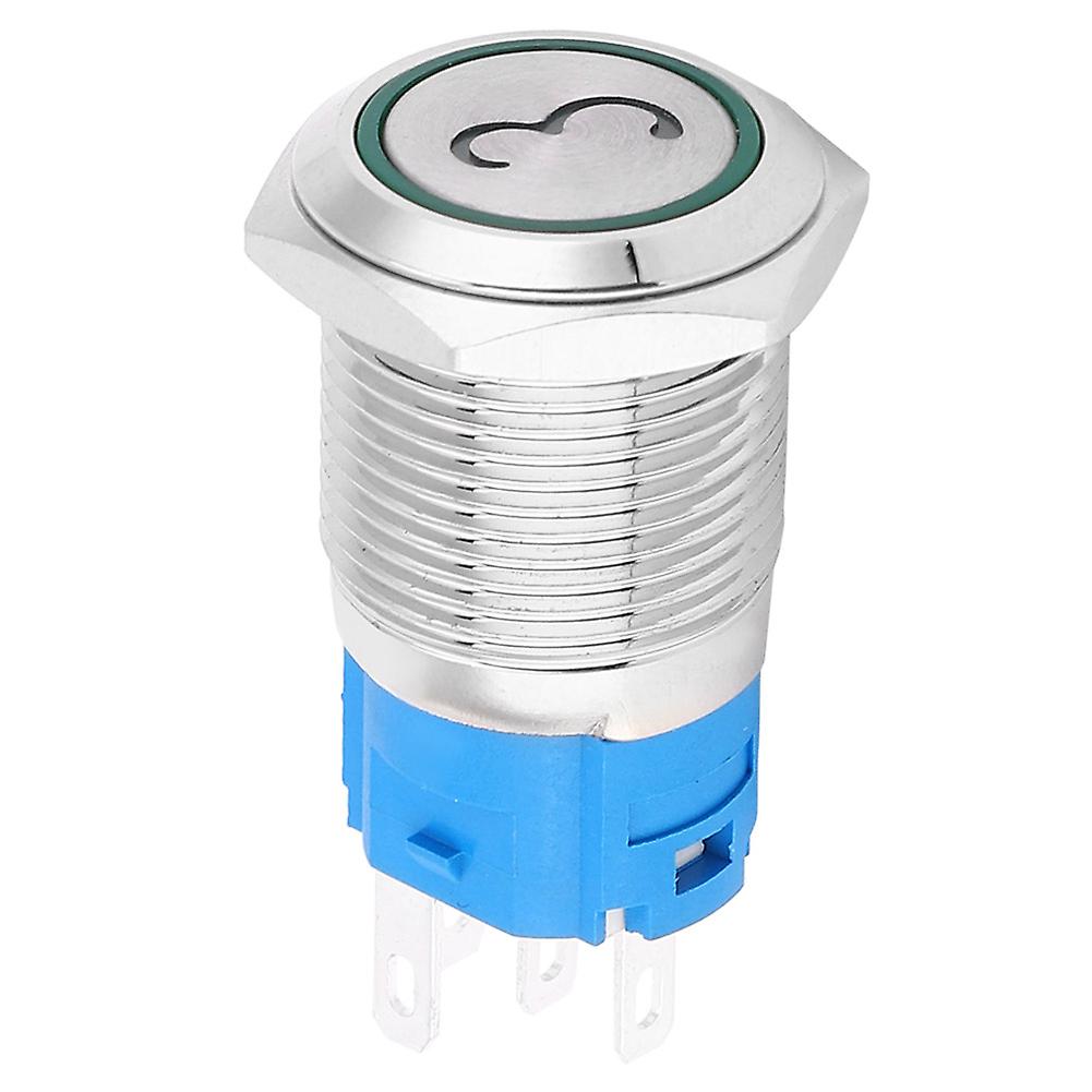 2pcs Momentary Metal Push Button Switch Flat 5 Pins 16mm Mount Hole with LED and Digit 3Green 24VDC