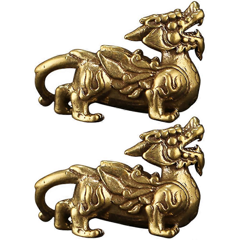 2pcs Pi Xiu Figurines Car Decor Brass Pi Xiu Statue Crafts Housewarming Gift