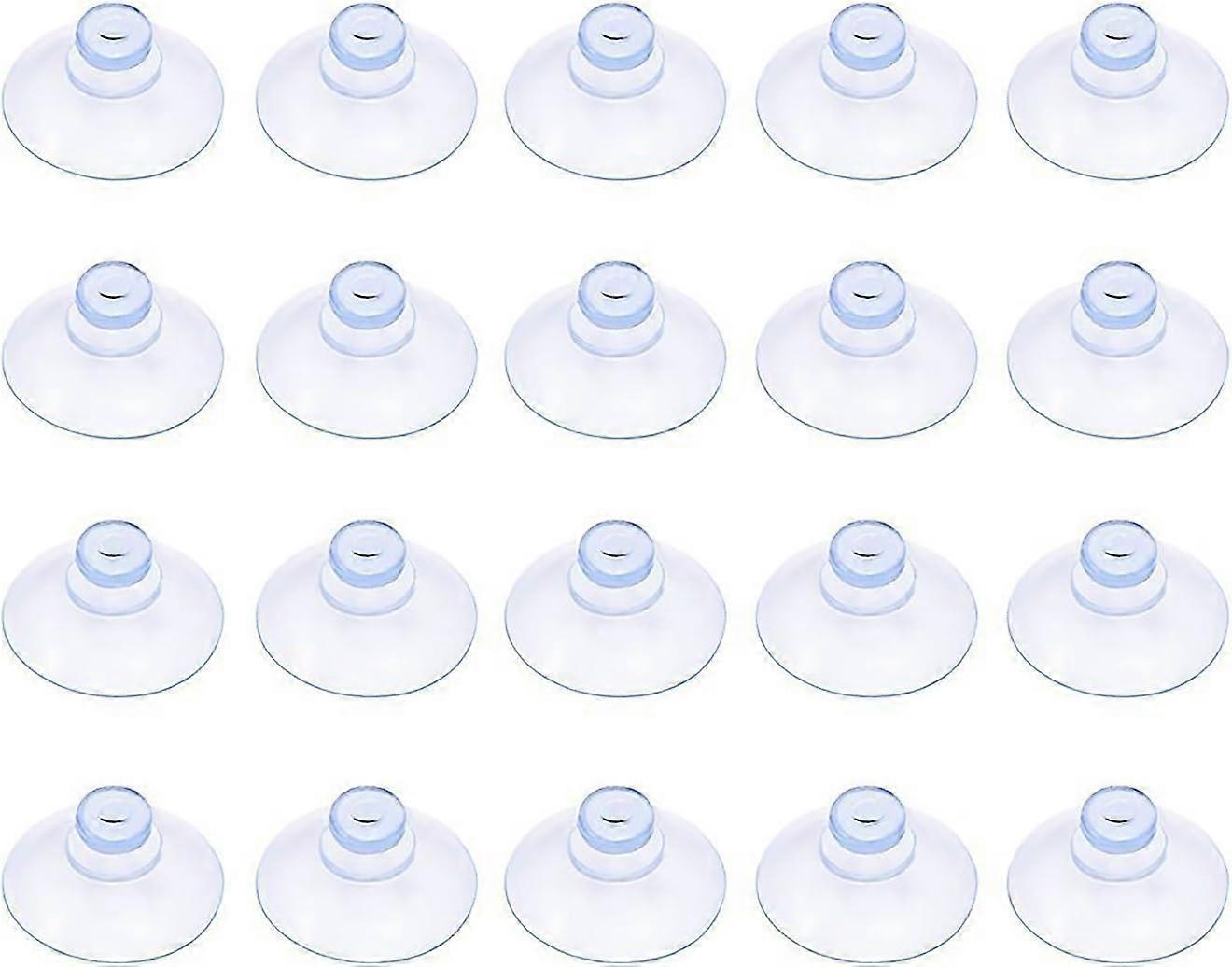 Set of 20 small transparent plastic suction cups, without hook, 20 mm