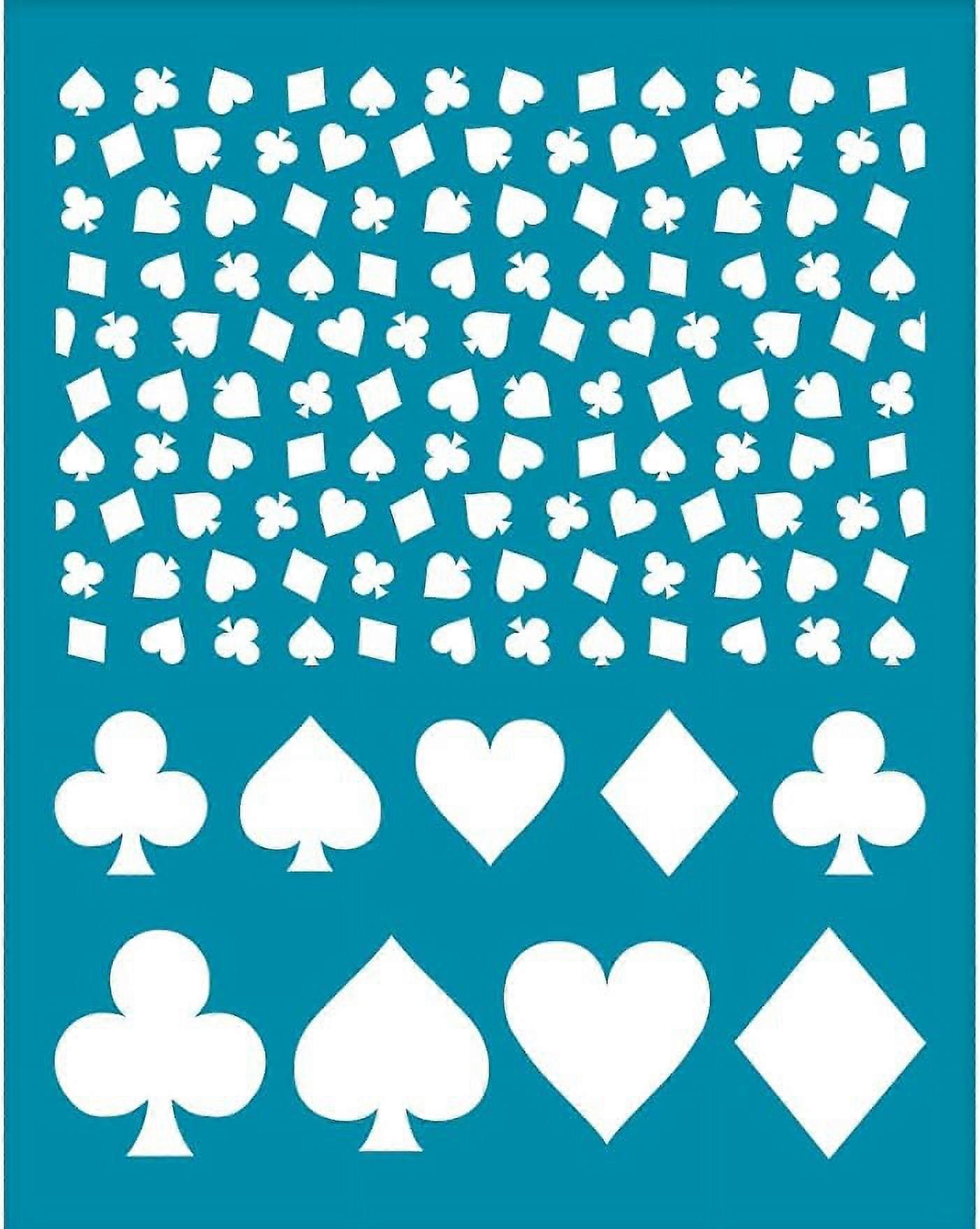 4x5 Inch Playing Card Silk Screen Stencils for Polymer Clay Club Diamond Heart Spades Clay Stencils Silk Screen Printing Stencils Reusable Non-Adhesiv