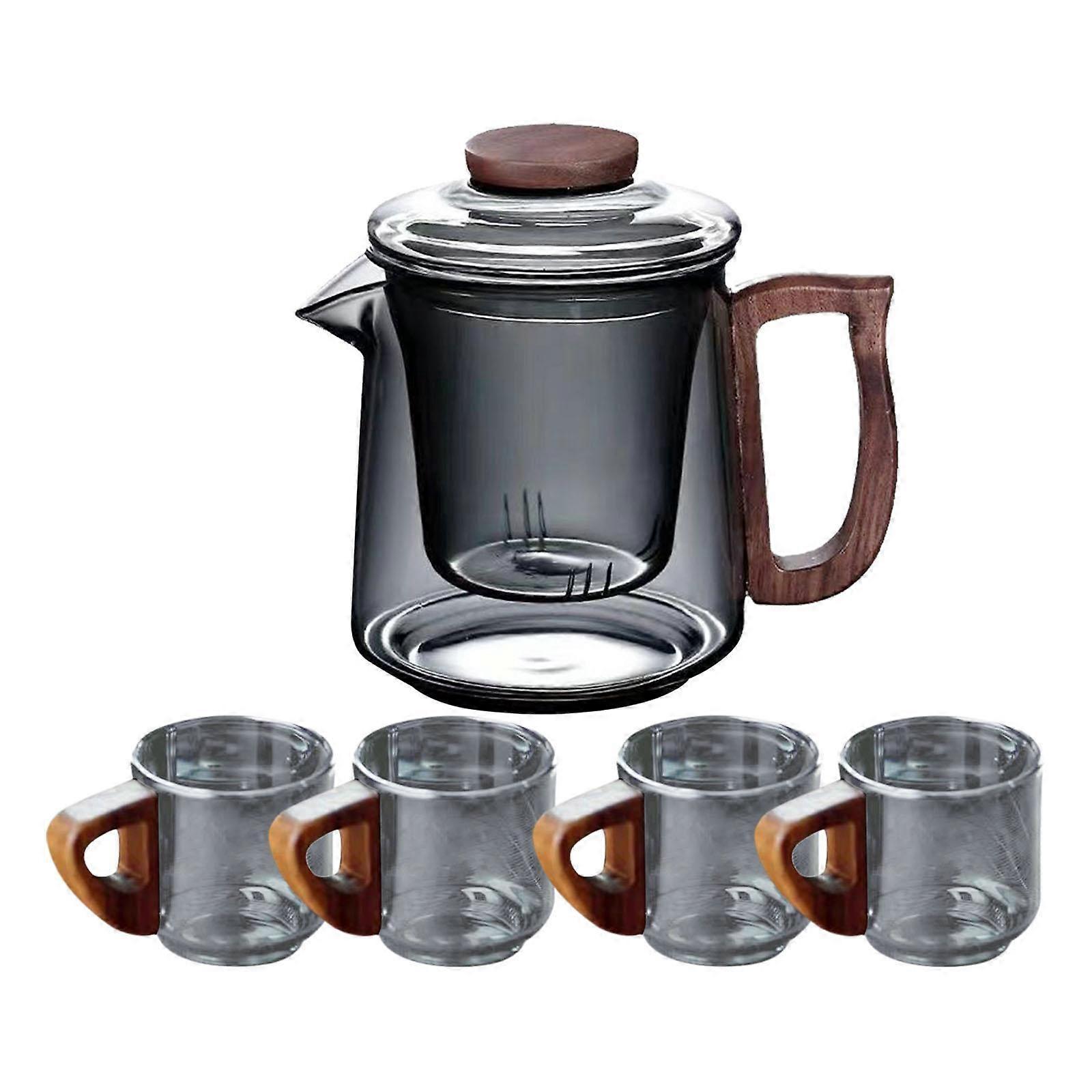 Glass Teapot Portable Sturdy Transparent Tea Kettle for Hotel Tea House Home A