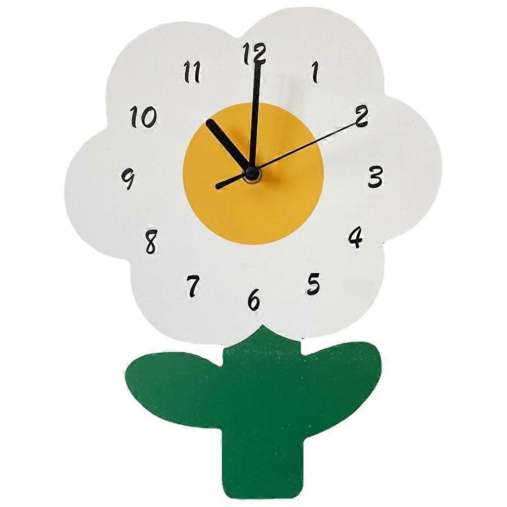 Wooden Wall Clock Flower Shaped Clock Silent Clock Decorative Cartoon Clock Mute Clock