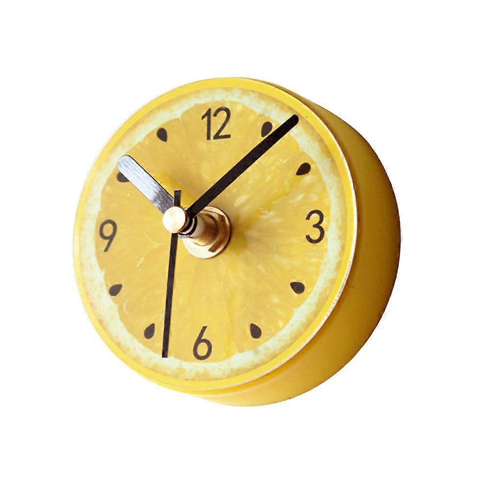Refrigerator Magnets Sticker Clock Round Fruit Pattern Wall Clock Message Stickers (Yellow Lemon)