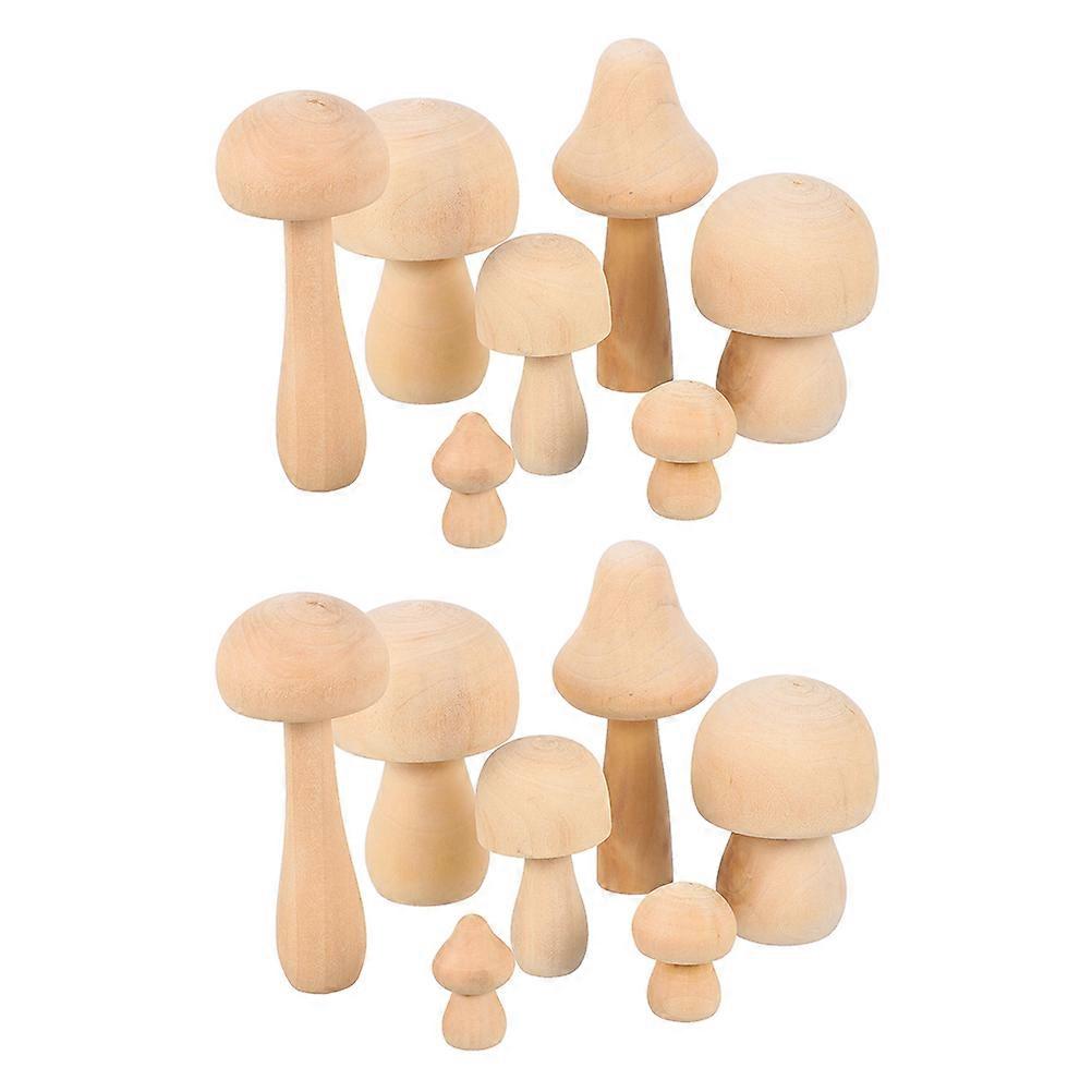 14Pcs Adorable Wood Mushrooms Natural Unfinished Craft Ornaments for DIY