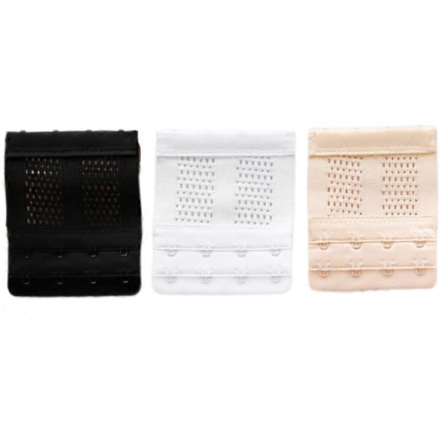 Elastic Bra Extender 2 rows 4 hooks 3-pack
