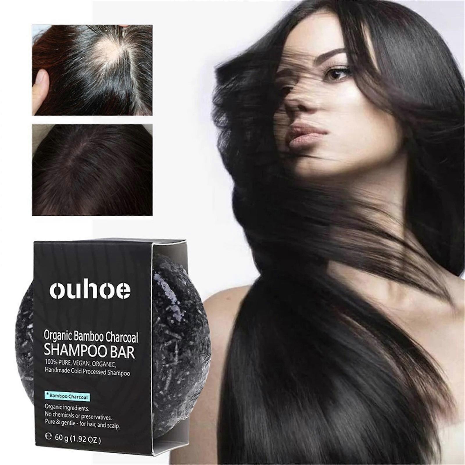 Ensemble de soins capillaires Polygonum Shampooing savon, Barre de shampoing au charbon de bois assombrissant pour cheveux