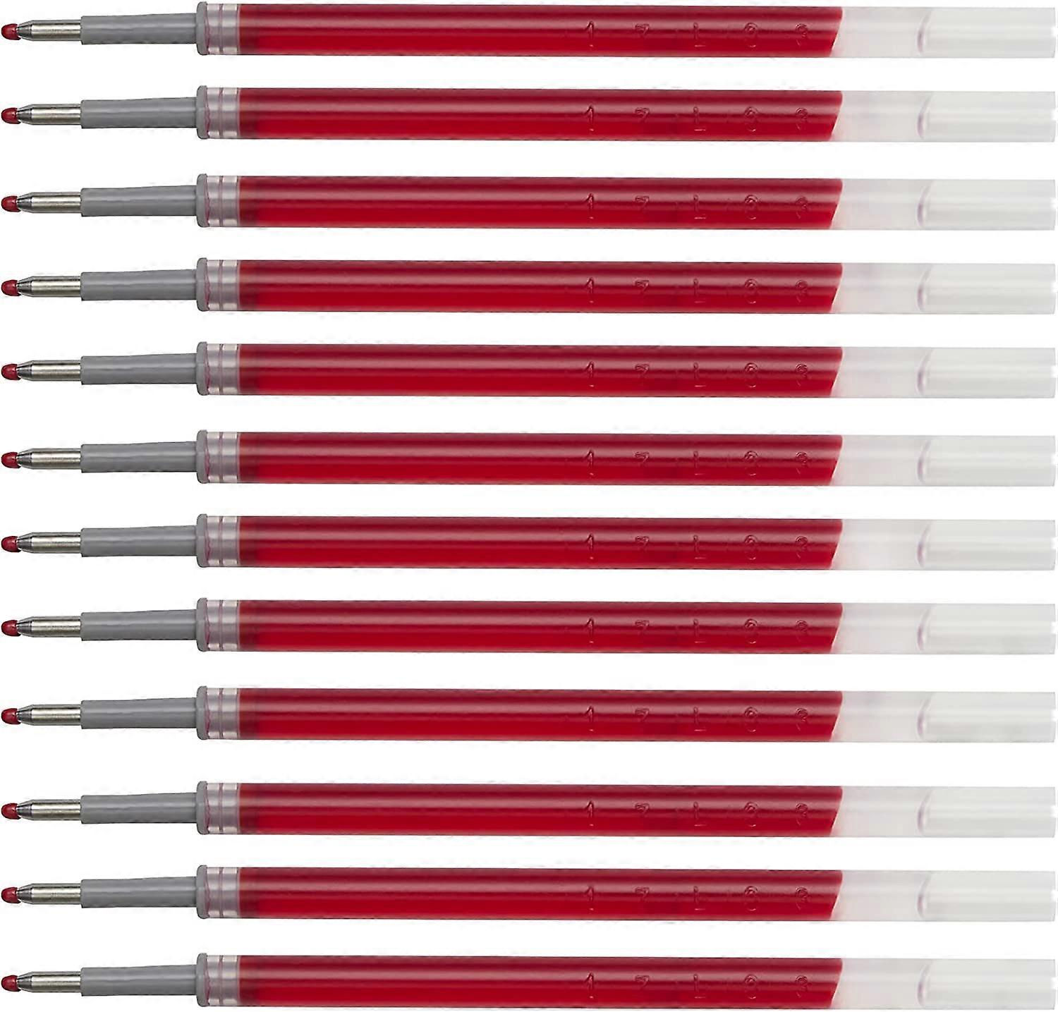 Set of 12 gel pen refills (0.7 mm), bullet tip, red ink