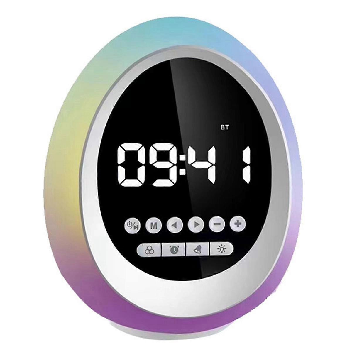 New RGB Colorful Atmosphere Light Bluetooth Speaker Wireless Clock Alarm Clock Gift Card Small Speaker