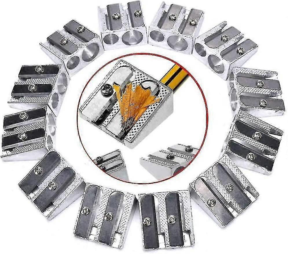 10pcs Mini Metal Pencil Sharpener Dual Hole Handheld Sharpener Manual Pocket Pencil Sharpener