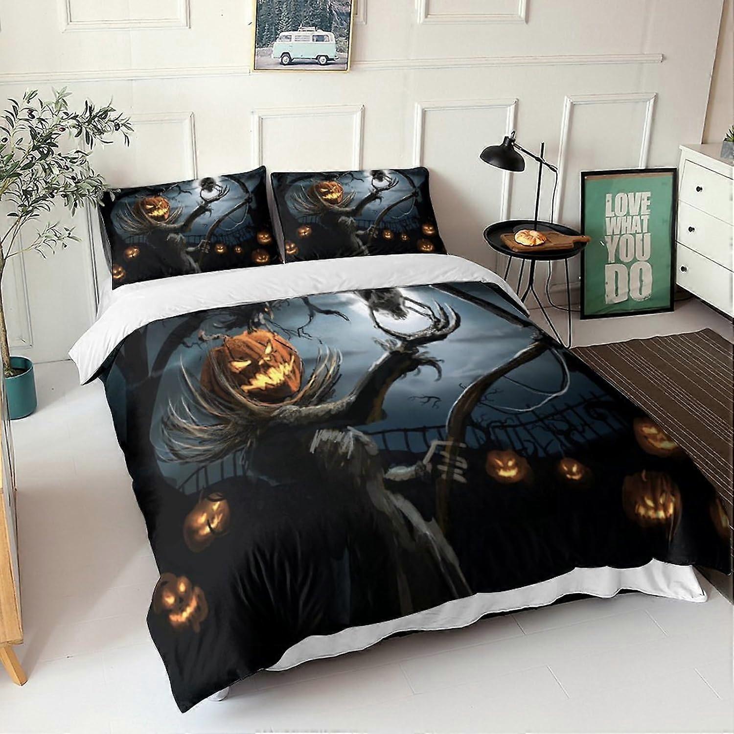 All Saints' Day Duvet Cover D, Holiness Theme D Print Pattern Bedding Set, Bedding Set with Duvet Cover and Pillow Pcs, for Adults E  135*200 CM