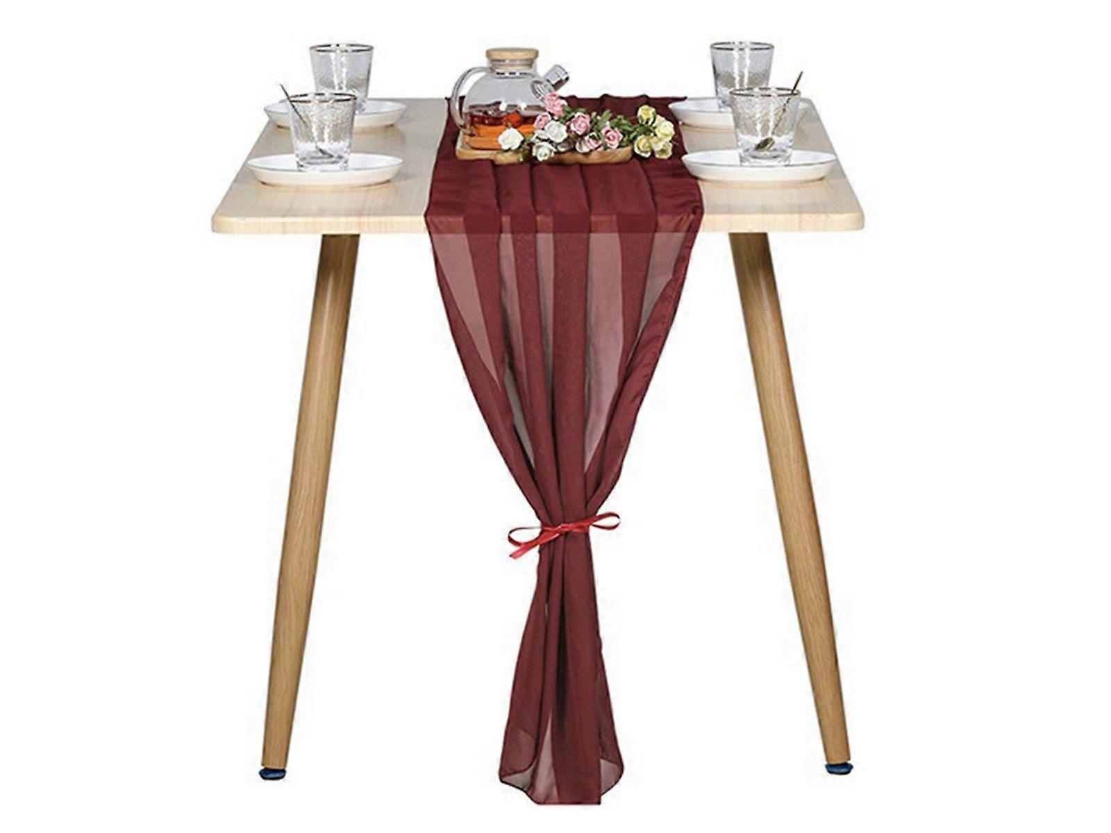 70x300cm Chiffon Table Runner Wine Red