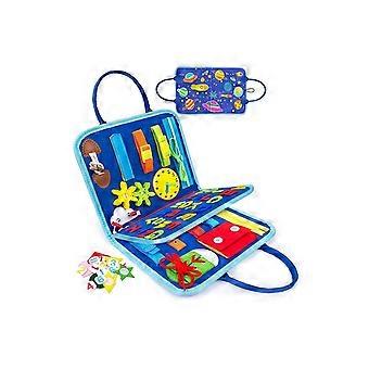 Montessori Busy Board Toy Felt Toddler Travel Educational Toy Blue Space Style