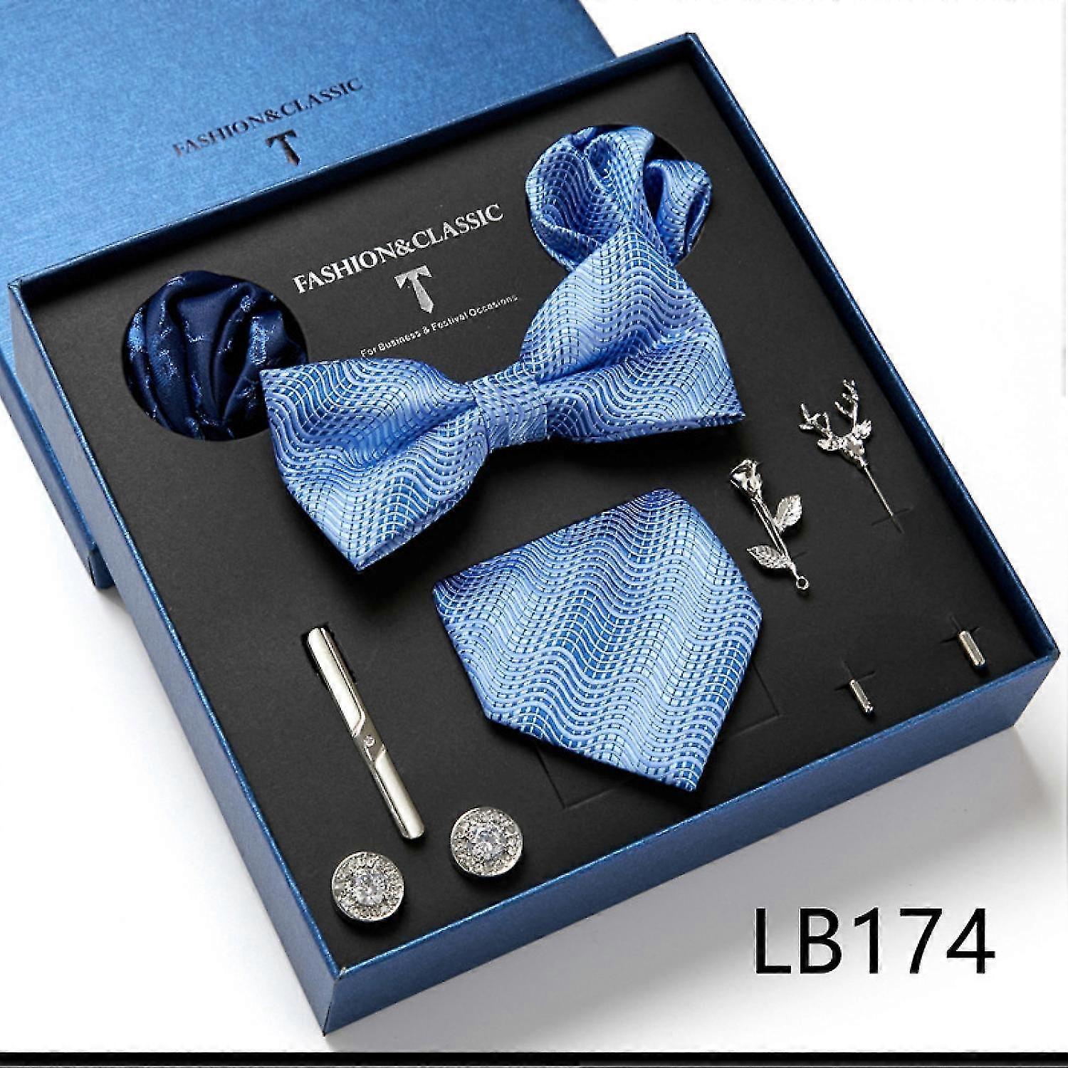Plaid Ties Check Mens Necktie Set With Handkerchief Cufflinks Classic Stripe, Lb174
