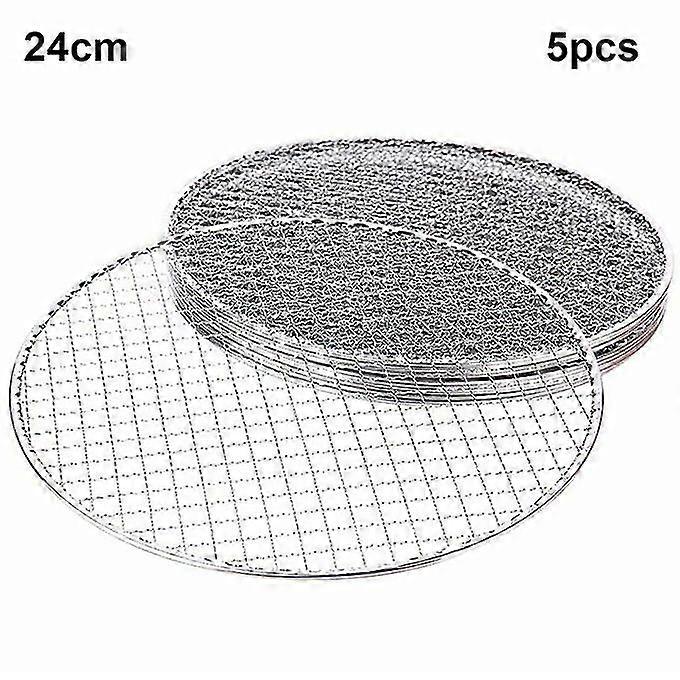 5pcs/set Round Disposable Bbq Grill Rack Roast Net Grate