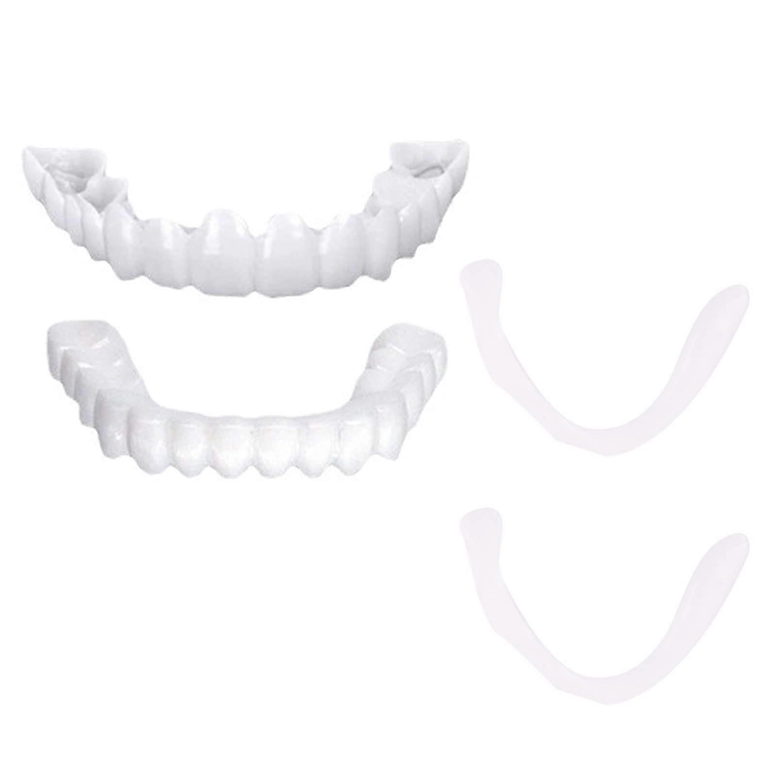 1 Pair of Fake Teeth Prostheses, False Artificial Temporary Teeth Braces Smile Veneers Cosmetic Temporary Teeth