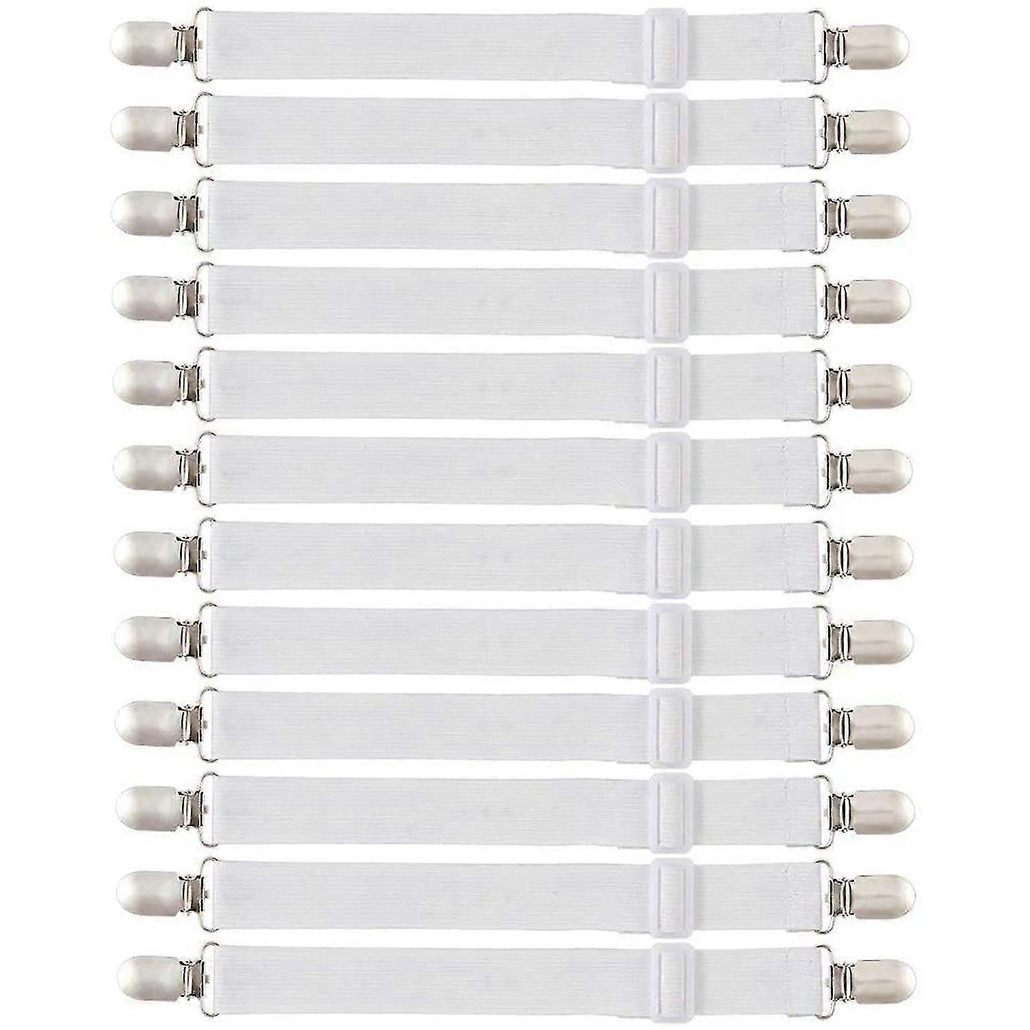 Pack Of 12 Adjustable Bed Sheet Tensioners, Elastic Bed Sheet Tensioners, Sheet Tensioners With Metal Clips, Mattress Tensioners