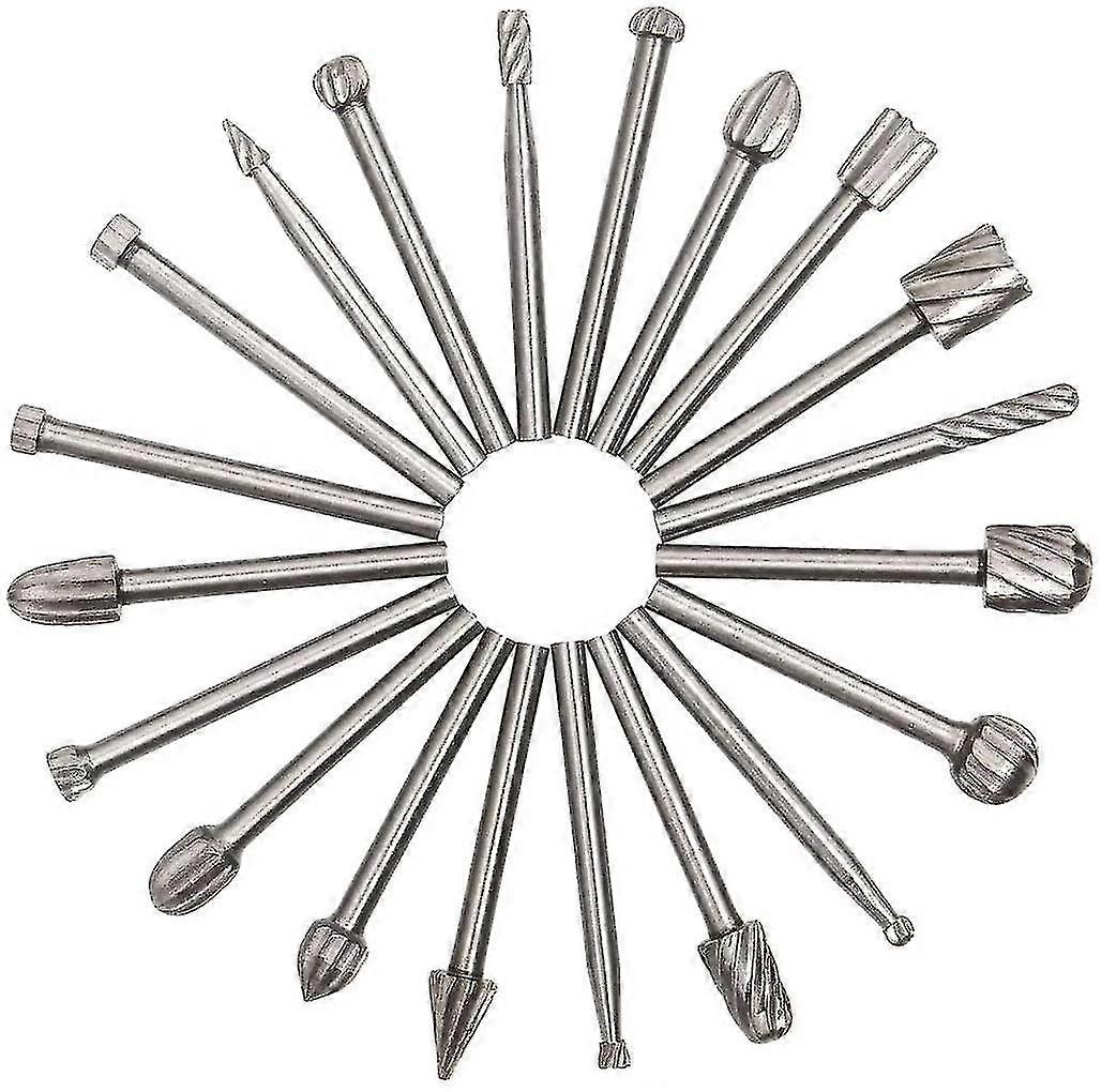 20pc Carbide Double Cut Burr Set - 3mm Shank, Rotary Tool Cutting Bits