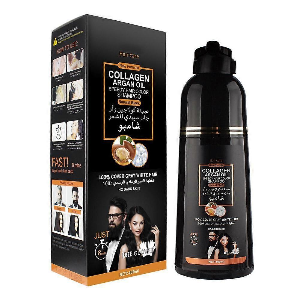 400Ml 100% Natural Permanent Instant Hair Dye Shampoo Argan Coloring Hair