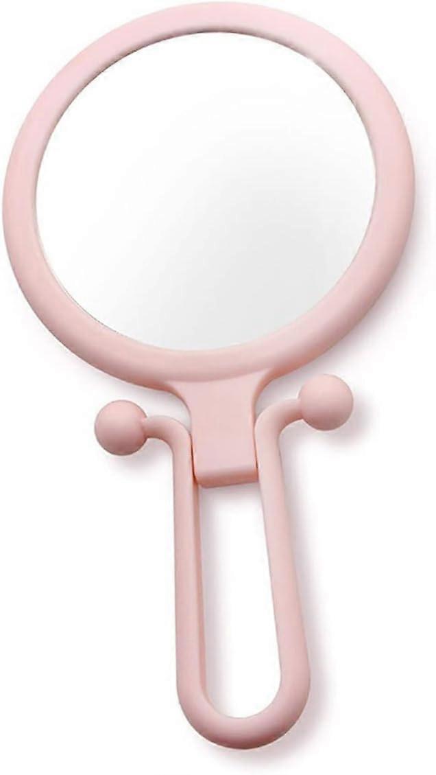 Double-Sided Hand Held Mirror,1X/10X Foldable Makeup Mirror Magnification & Adjustable Handle/Standpink