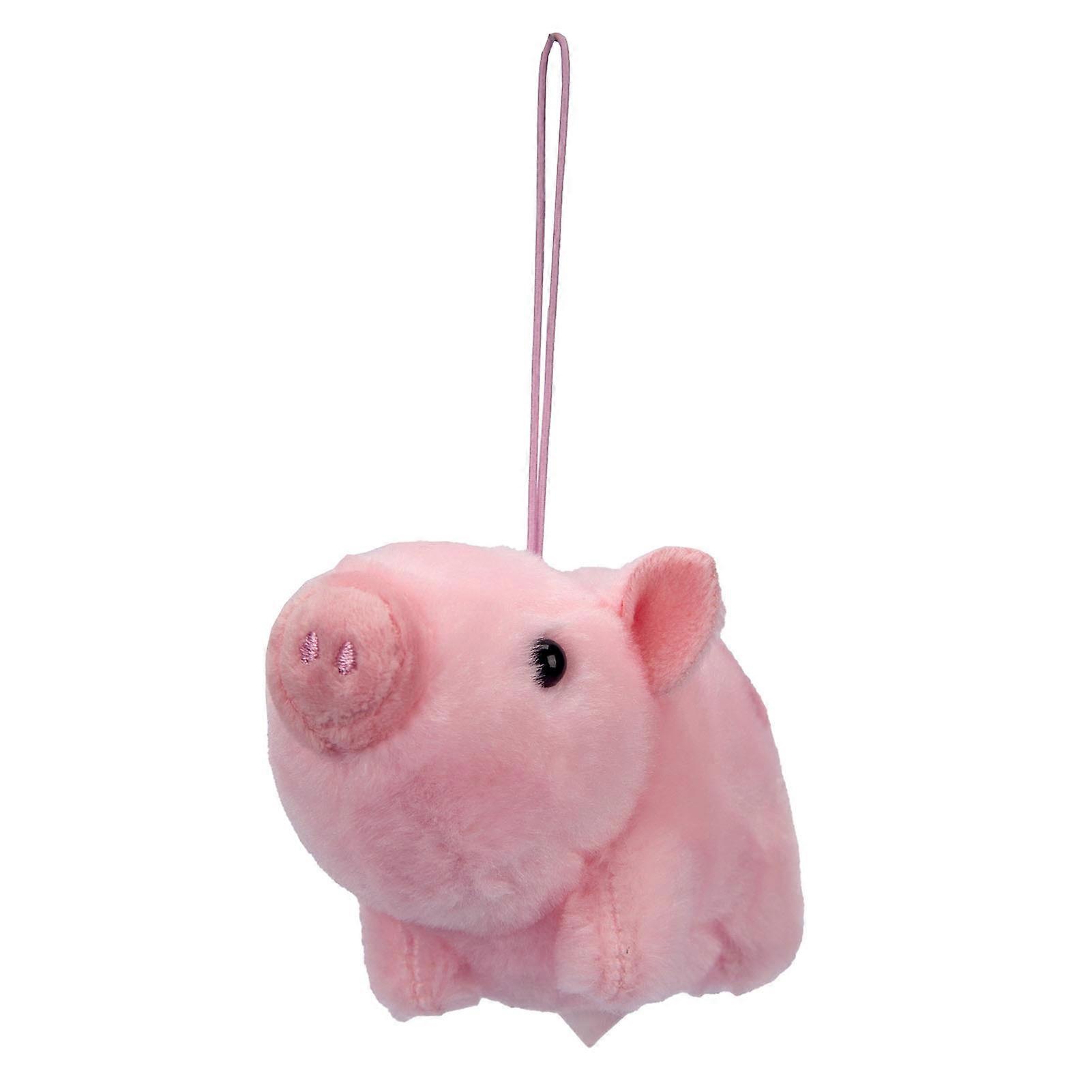 Pig Plush Toy with Hanging Rope 3D Eyes Lovely Piggy Doll Plushie Decoration Soft Stuffed Animal Doll Bag Keychain Decor Birthday Gift Kaesi