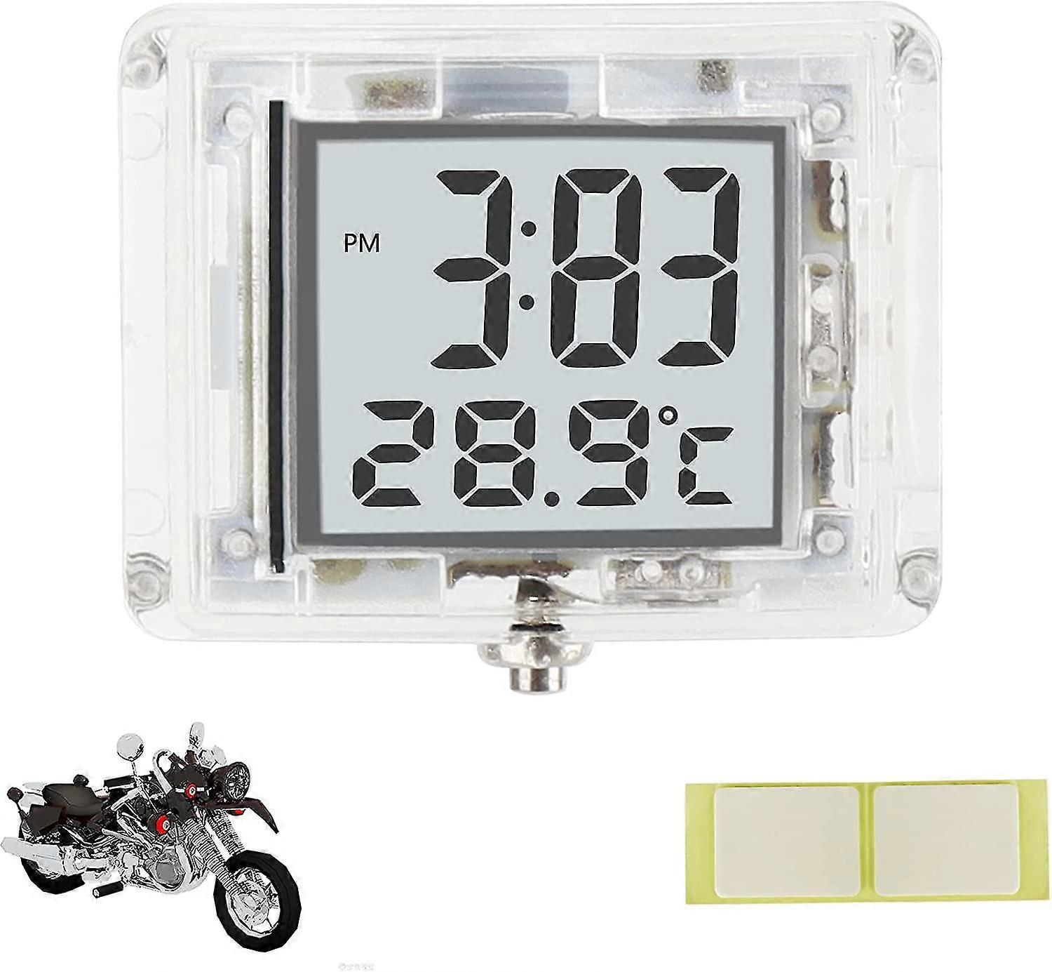 Motorcycle Clock, Mini Digital Clock Motorcycle Clocks Waterproof With 12h Format Time And Temperature Display For Car Motorcycle Bike Bathroom Kitche