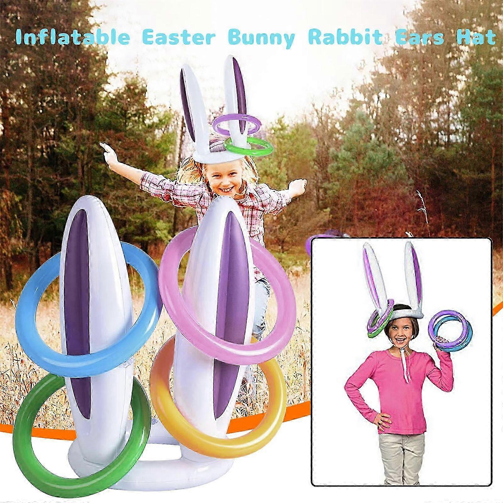 Inflatable Easter Rabbit Ear Hat And Ferrule Toy Easter Children's Game Toy Gift eierfarben ostern