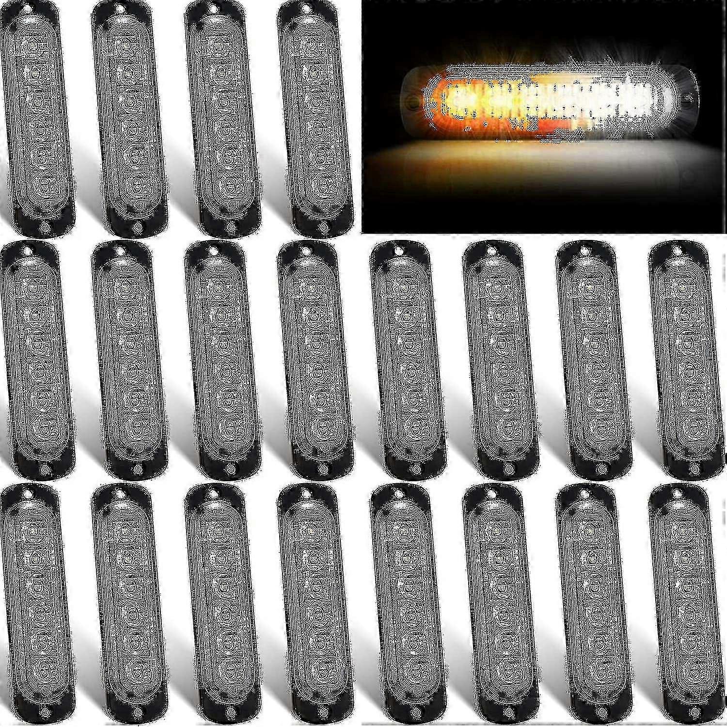 LED Strobe Lights 20-Pack Amber Flashing Warning Emergency Surface Mount 6 LED