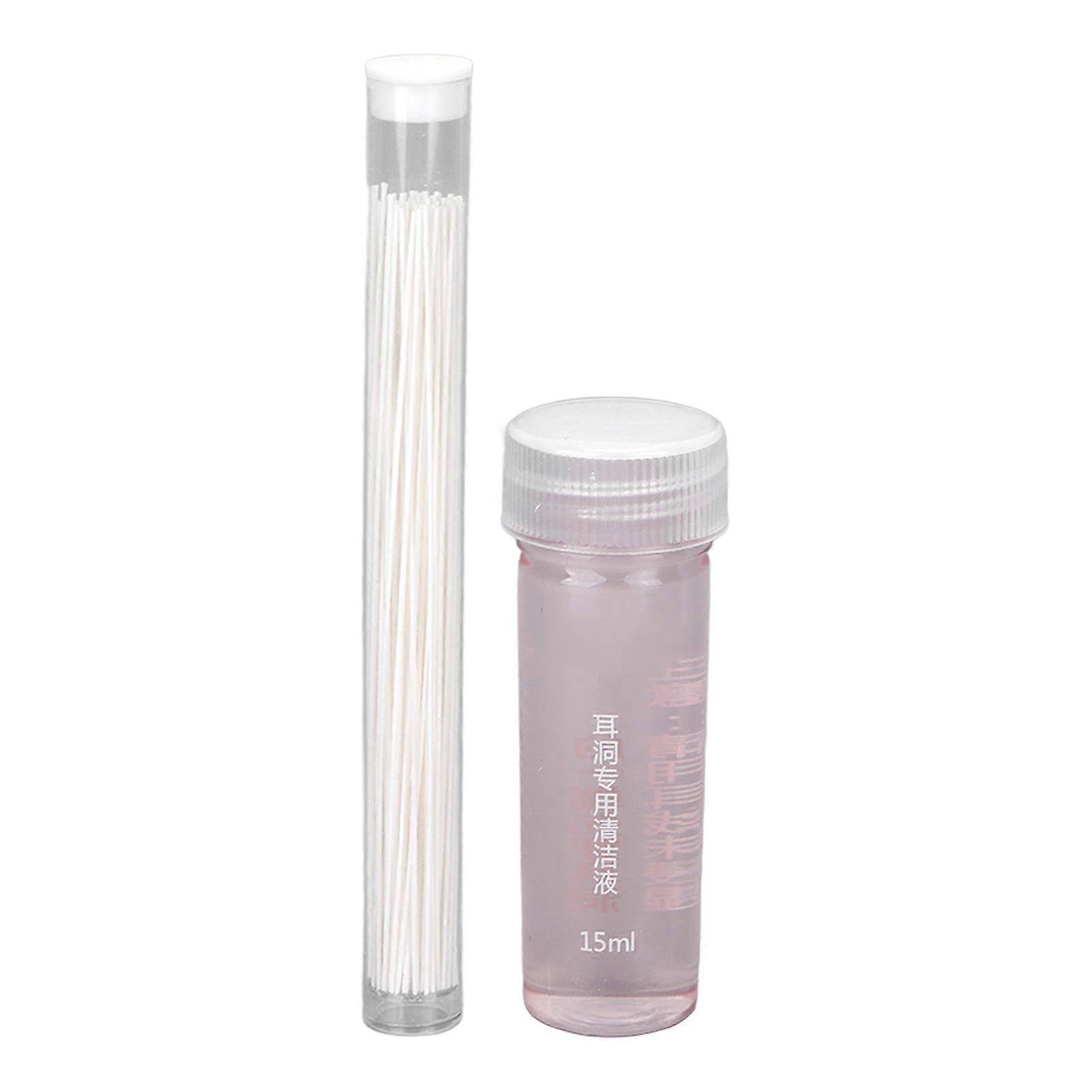 70pcs Ear Hole Floss Odor Removal 15ml Earrings Hole Cleaning Solution Liquid Ear Care Cleaner Kit (Rose)