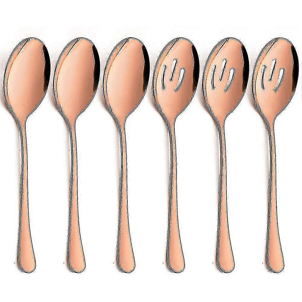 6pcs Slotted Serving Spoons Compatible With Party Buffet Restaurant Banquet