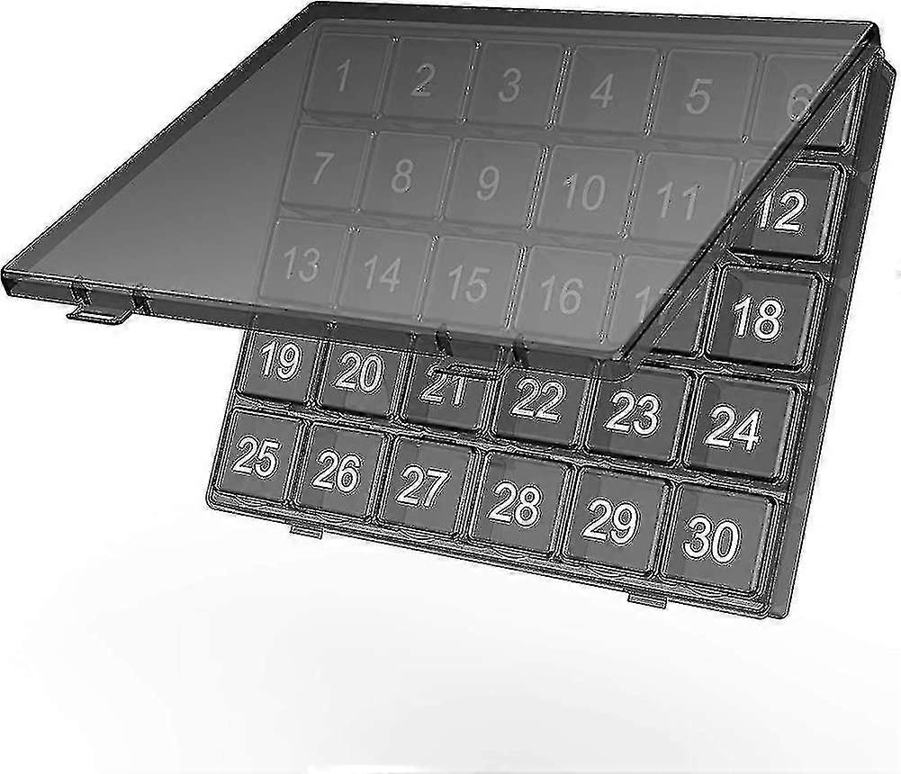 Monthly Pill Organizer Once A Day - 30 Day Pill Organizer Box - Squeeze To Open