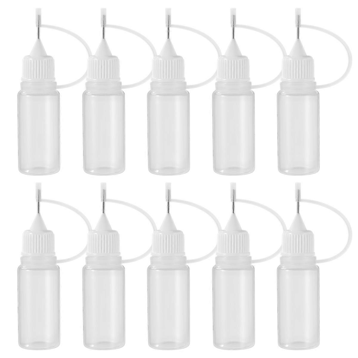 ULTNICE 10Pcs 10ml Needle Tip Glue Bottles Liquid Needle Bottles Applicator DIY Empty Bottles for Home Workplace (White)