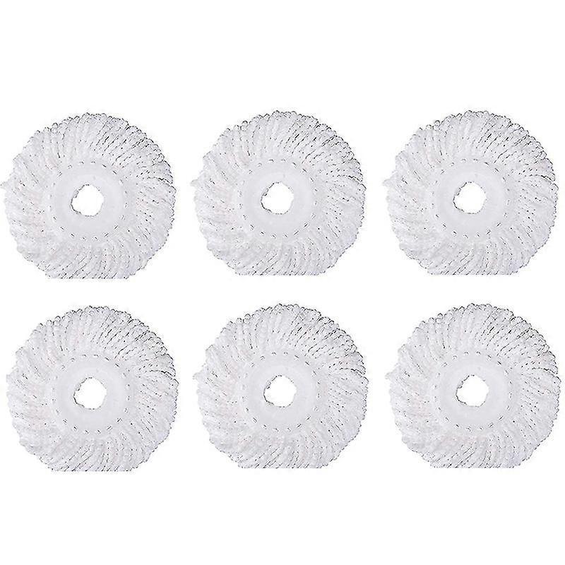 6pcs 360 Spin Mop Replacement Head, Round Shape Microfiber Standard Size Mop Head Refill For Hurri