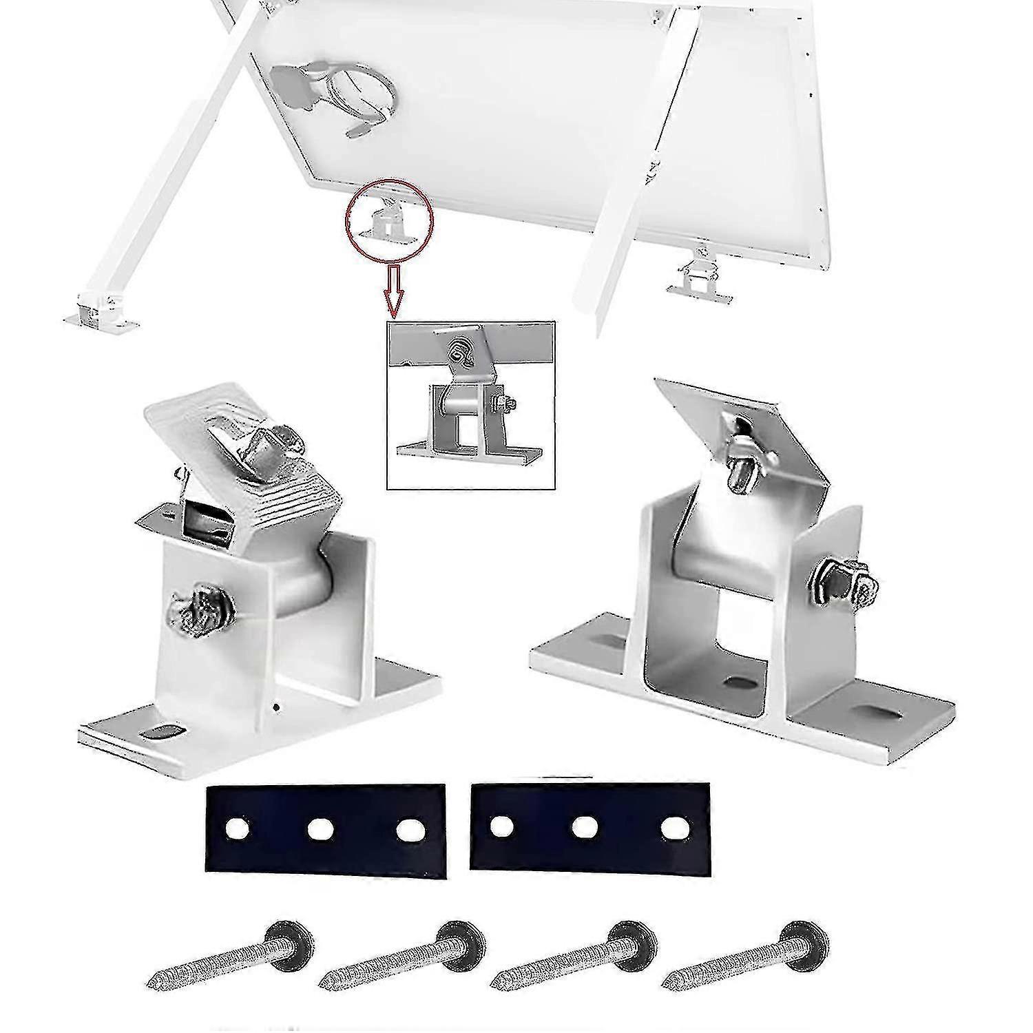 Best Discount-solar Panel Bracket, Solar Panel Holder End Clamp Kit, Stand Solar Module 0-60 Individually Adjustable Flat Roof Mounting Angle (without