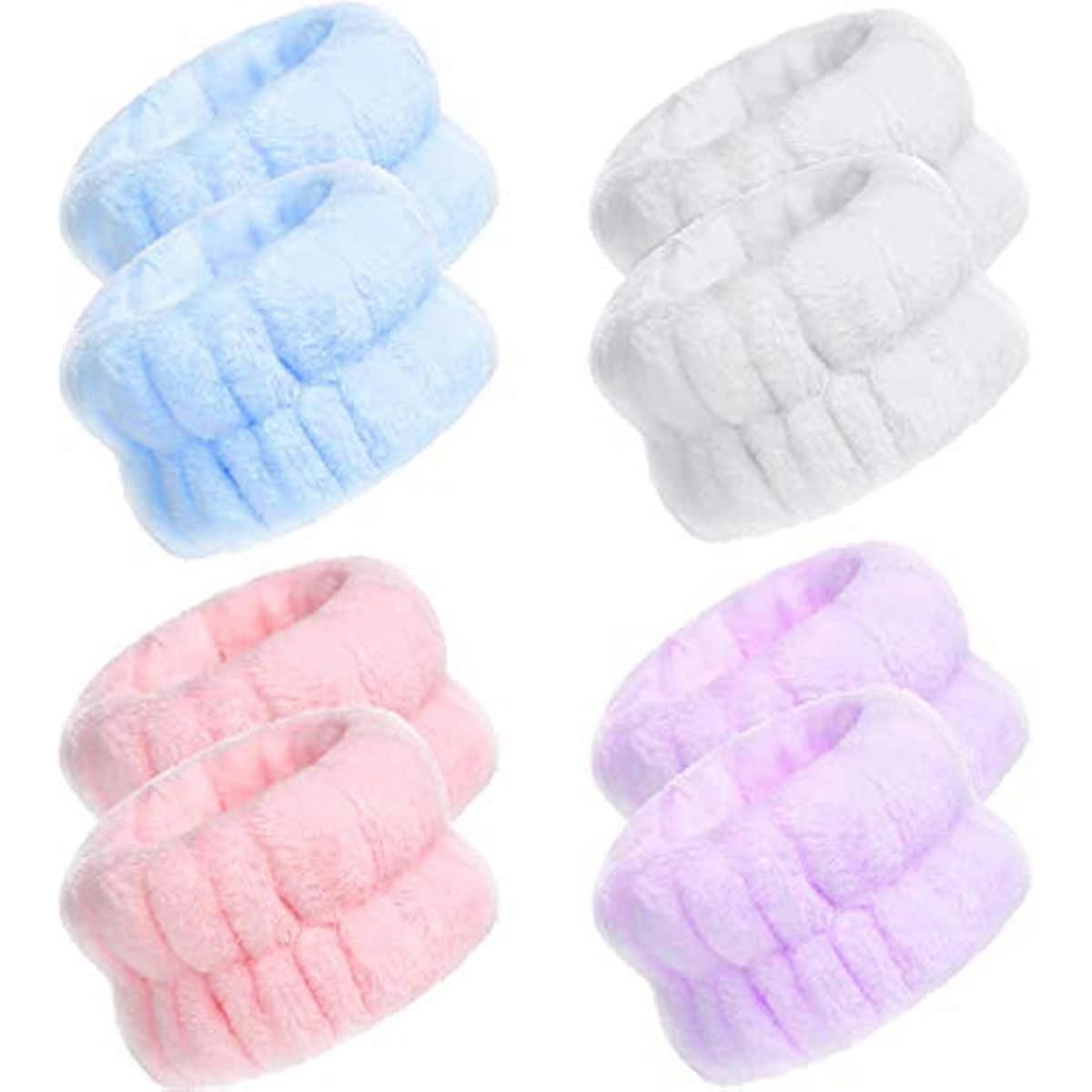 4 paires de poignet Spa Washband Microfibre Poignet Wash Towel Band Bracelets pour le lavage du visage Bracelets absorbants Bandeau de poignet pour les femmes filles Prevent L