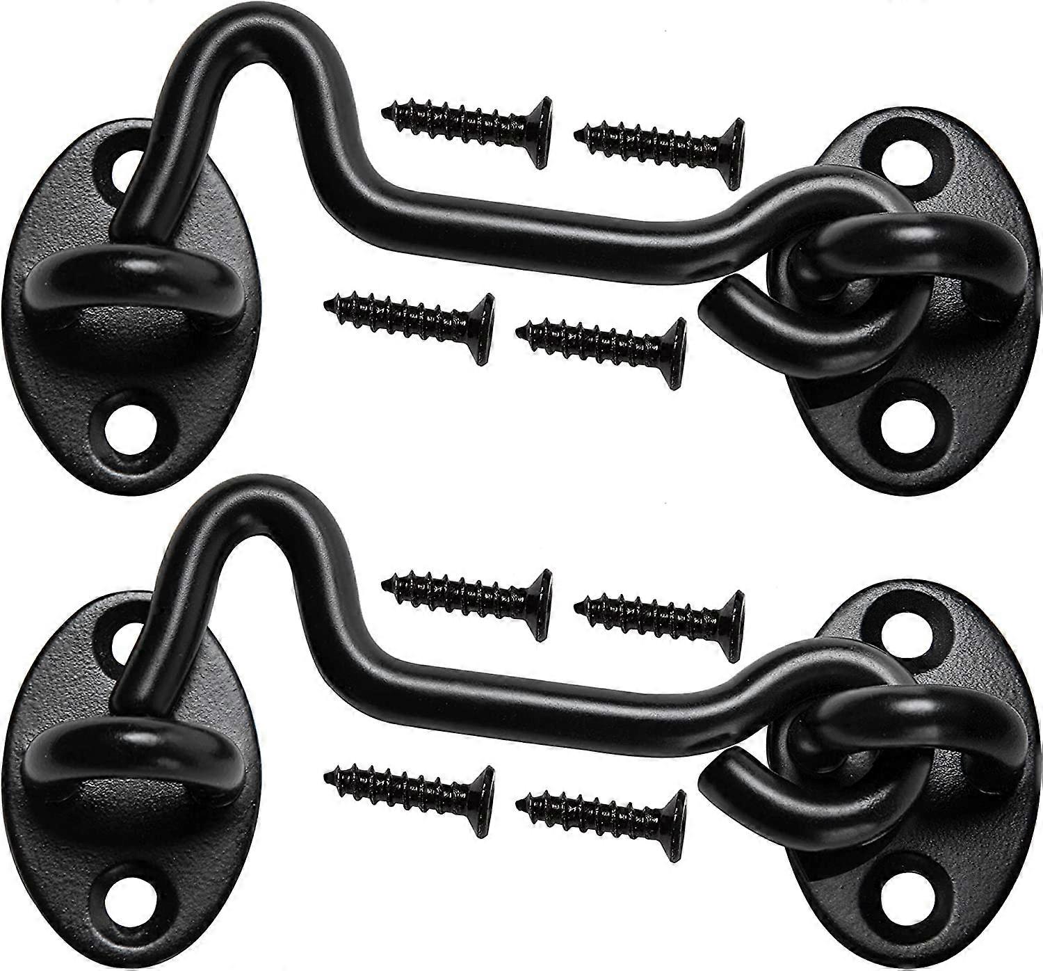 4" Barn Door Latch Door Lock Hardware, Sliding Door Lock Eye Hook Latch with Screws, Rust-Resistant Metal Gate Latch(2 Pack)