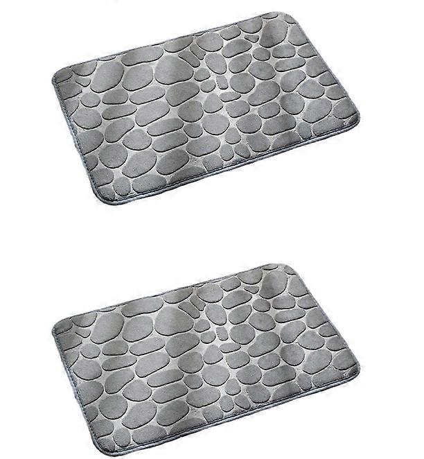 2 Non-Slip Relief Mats 60x40 cm - Memory Foam - Pebble Pattern