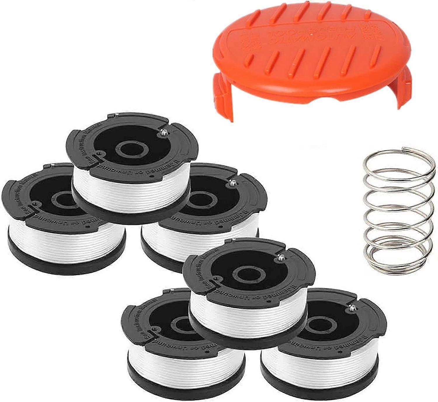 Line Spools for Black & Decker Trimmer - Nylon Threads 9 m Length, 1.65 mm Thread Diameter, Spools + 1 Cap + 1 Spring for Black + Decker Trimmers