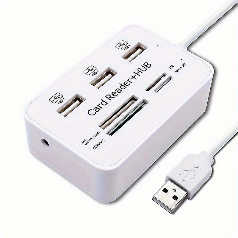 7in1 Hub 3 Ports USB TYPE C HUB+4 Ports Expander SD TF MS, M2 MMC Memory Card Reader Adapter For U Disk PC Laptop Mouse Keyboard