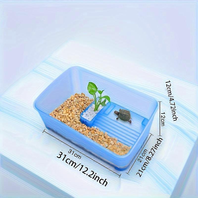 Qpinkpet Turtle Habitat Terrarium With Basking Platform - Multifunctional, Drainage Design For Hermit Crabs & Small Reptiles
