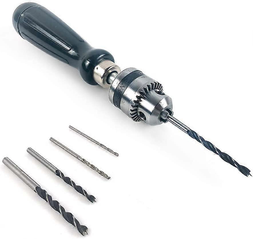 Hand Drill with 5pcs Mini Countersink Twist Drill Bit (1.5-5mm), Manual Drill Tools for DIY Drilling