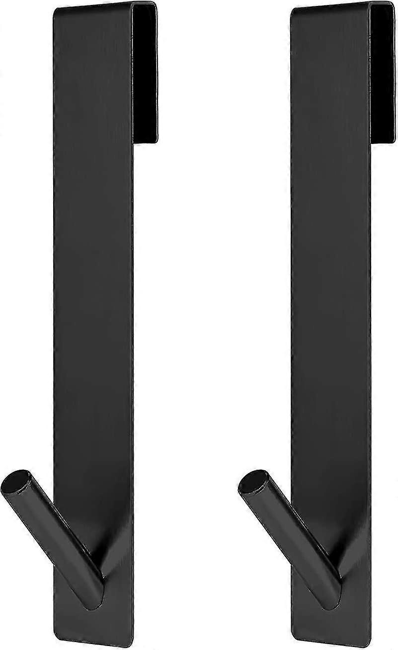 2pcs 18cm γάντζοι πορτών ντους, ανοξείδωτος κανένας γάντζοι κρεμάστρας πετσετών διατρήσεων στην πόρτα ντους χωρίς πλαίσιο για το λουτρό-μαύρο