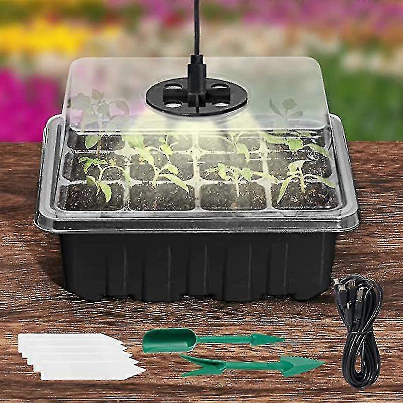Seed Starter Trays With Grow Light Adjustable Humidity Seed Propagator Tray Set