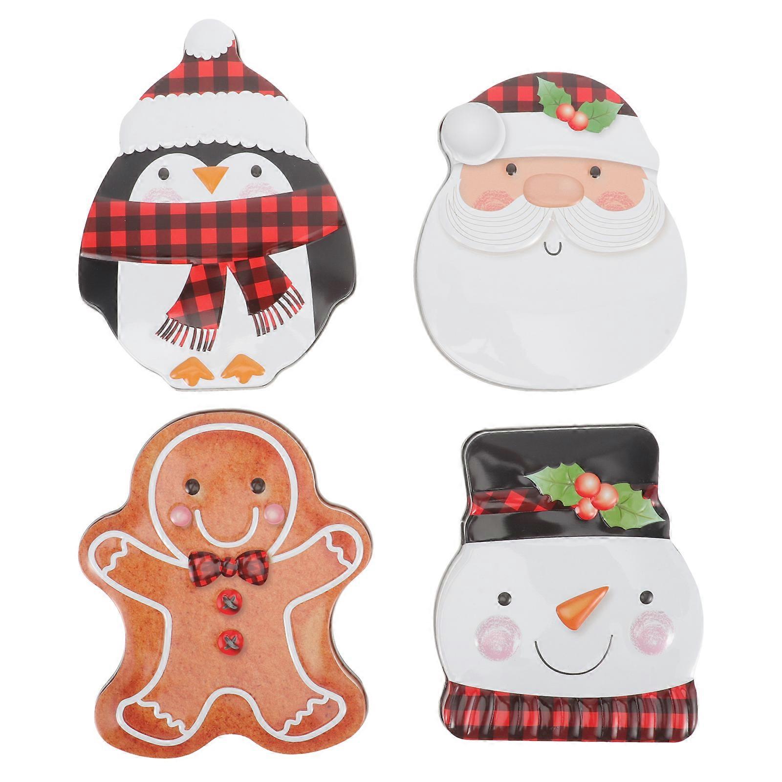 4pcs Candy Packing Box Tinplate Cookie Cookie Box Candy Box Christmas Biscuits Candies Treat Box