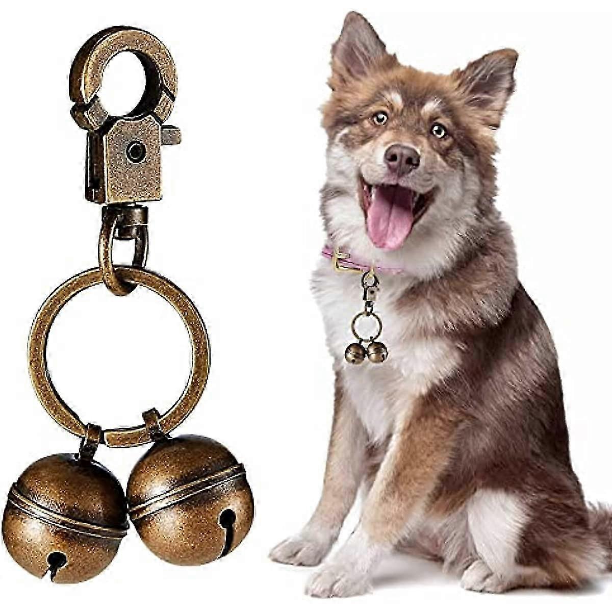 2pcs銅猫&犬のベル、余分な騒々しいペットベル耐久性のある真鍮の鐘ペットトラッカーペット用ペットカラーチャームペンダントベルスイベル付きスイベルロブスタークラスプ