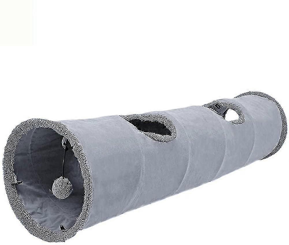 Cat Tunnel Suede 130cm Foldable Raschel Tunnel With Ball Cat Tunnel Pet Tunnel