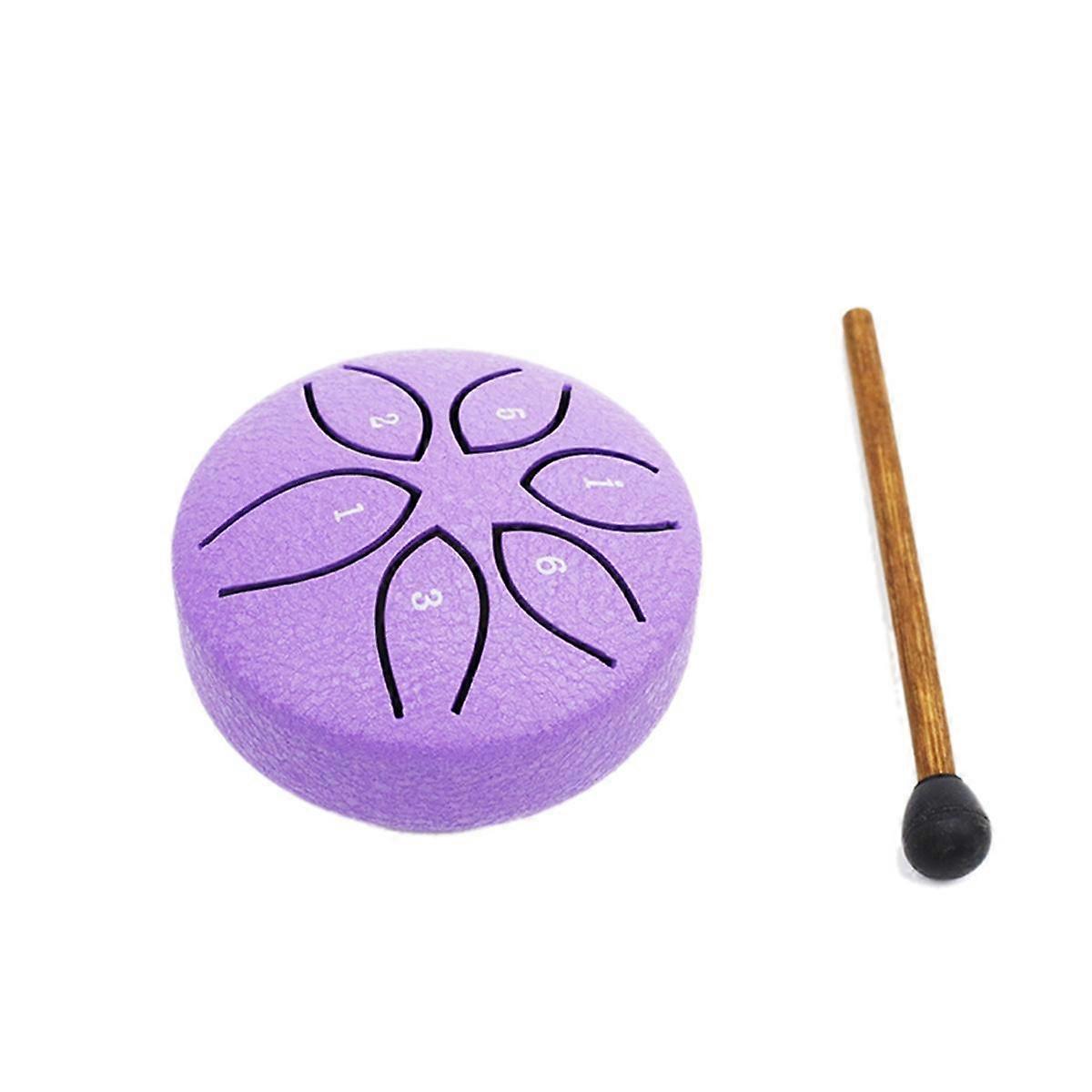 3 Inch 6 Tone Steel Tongue Drum Mini Hand Pan Drums with Drumsticks Percussion Musical Instruments Drum Purple
